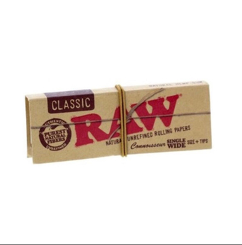 Бумажки Raw classic connosseur single wide size+tips - Самокрутки - Бумага с фильтрами - Магазин домашних увлечений homehobbyshop.ru